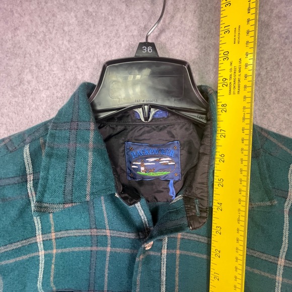 Backpacker Shirt Men's Large Green Plaid Flannel Button Up Western‎ Workwear - Picture 7 of 8